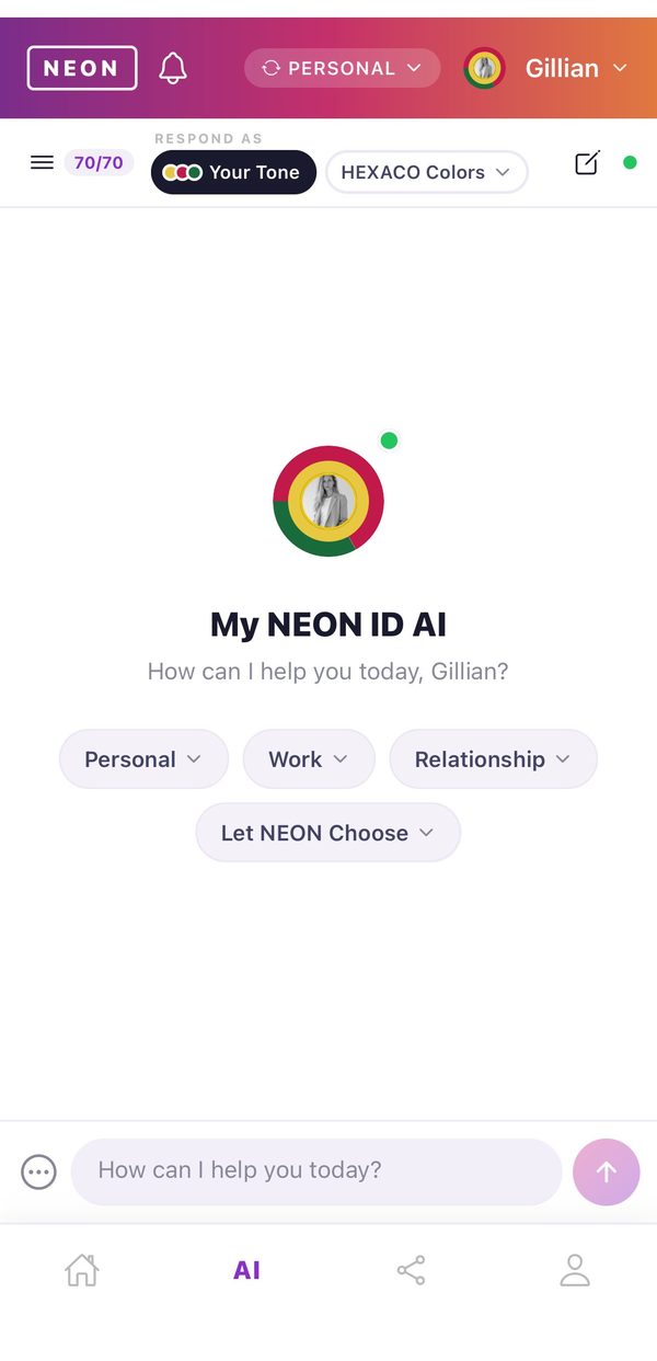 NEON ID AI chat with your Color Fingerprint